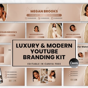 Youtube Branding Kit | Luxury and Modern | Animated Intro & Outro, Banner | Classy | Editable Canva Template
