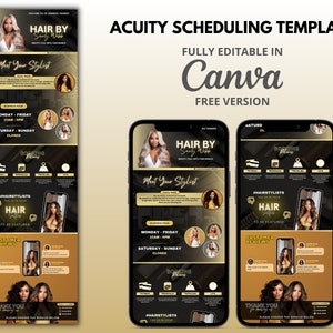 DIY Acuity Site, Acuity Scheduling Template, Gold Booking Site Template Acuity Scheduling Site, Acuity Site Template Hair | Canva Template