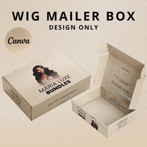 Wig Mailer Box Design | Lace Front Wig & Packaging Bundles Hair Box | Diy Custom Box Design | Canva Template