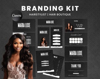 Luxury Hair Business Branding Kit | Canva Template (Digital Download)