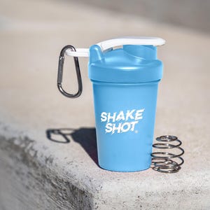 Shake Shot Blue 4oz Mini Supplement Shaker Bottle with Clip & Shaker Ball image 4