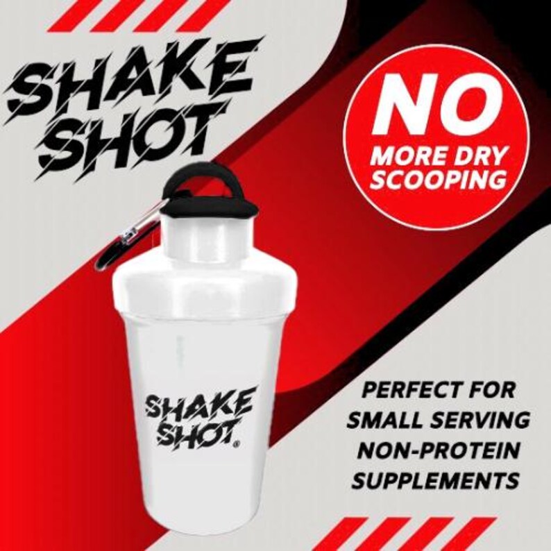 Shake Shot Blue 4oz Mini Supplement Shaker Bottle with Clip & Shaker Ball image 5