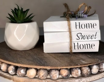 Small Decorative Farmhouse Bookstack with Lavender- Home Sweet Home