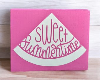 Small Decorative Wood Sign with Saying- Sweet Summertime