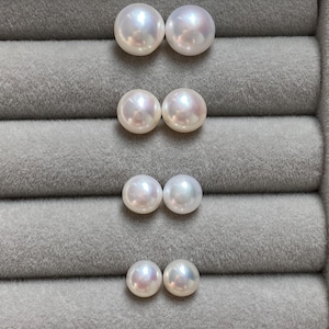 Genuine Freshwater Pearl Stud Earrings in Sterling Silver Post, 6mm-10mm Large Pearl Stud, Gifts for Mom, Bridesmaids, Valentine's day Gift