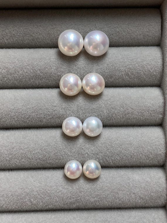 Genuine Freshwater Pearl Stud Earrings in Sterling Silver Post, 6mm-10mm Large Pearl Stud, Gifts for Mom, Bridesmaids, Valentine's day Gift