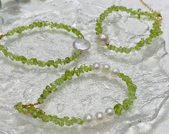 Natural Olivine Freshwater Pearl Bracelet Earthy Elegance for Every Occasion Gift For Her