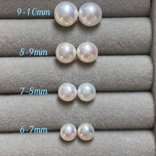 Genuine Freshwater Pearl Stud Earrings in Sterling Silver Post, 6mm-10mm Large Pearl Stud, Gifts for Mom, Bridesmaids Gift Mothers day Gifts