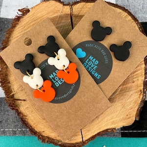 Halloween Mouse | Polymer Clay | Handmade Artisanal | Dangle Earrings | Gifts for Her (Gold)