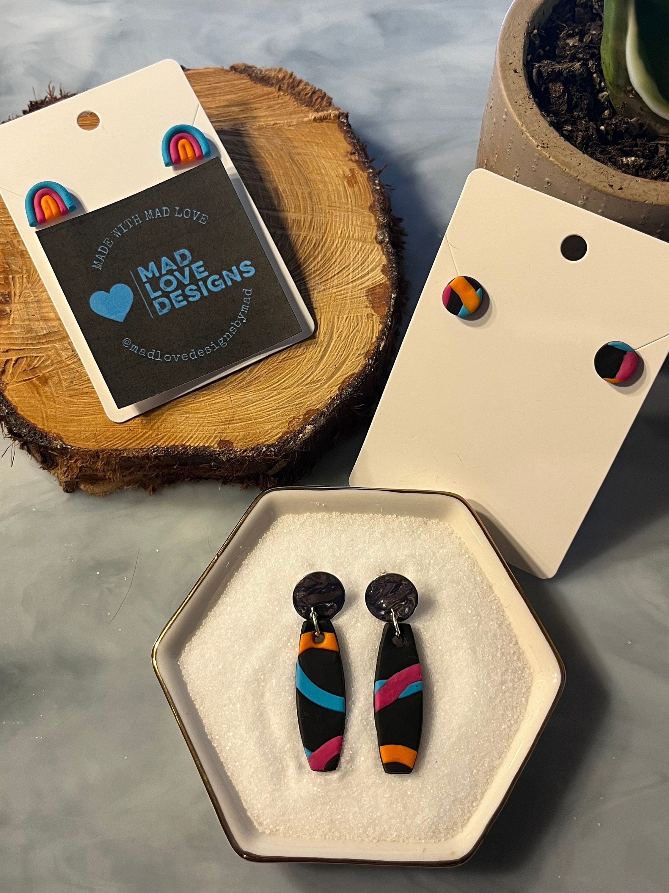 Handmade Polymer Clay Earrings: Retro San Antonio Spurs Dangle