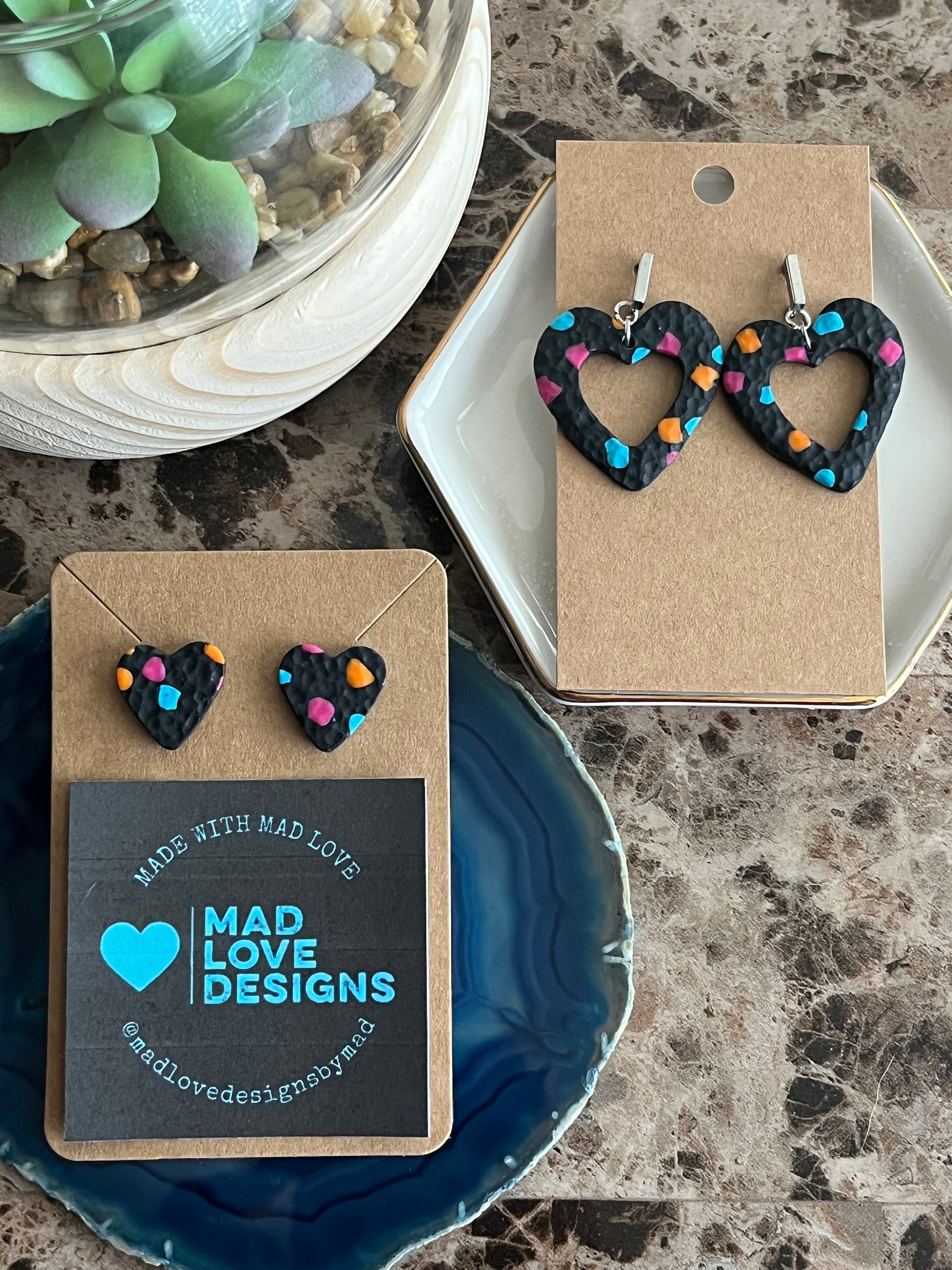 New!1点のみ＊No.193＊handmade＊earring ＊ San Antonio Spurs Earrings: Handmade Polymer Clay Heart Dangles - Etsy