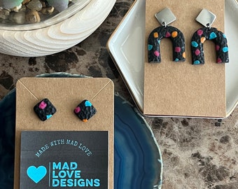 San Antonio Spurs Earrings: Handmade Polymer Clay Heart Dangles - Etsy