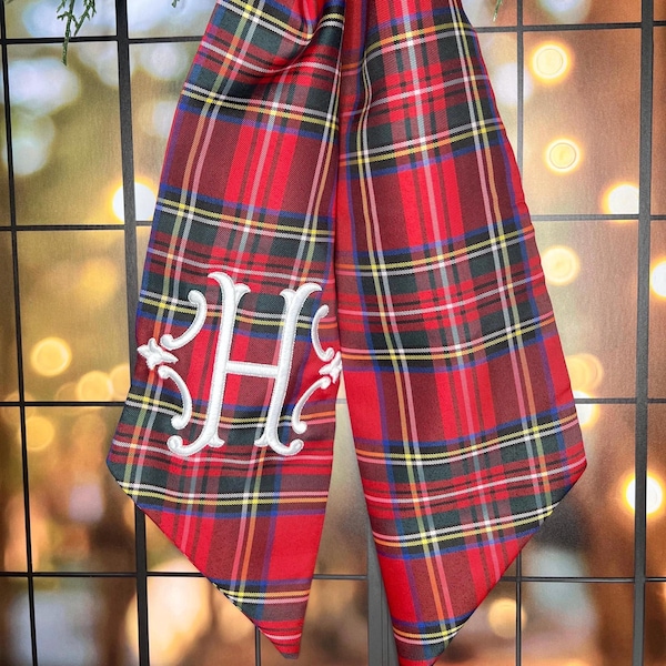 Plaid Taffeta Christmas Wreath Sash