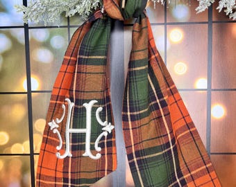 Plaid Wreath Sash for Fall