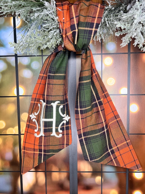 Plaid Wreath Sash for Fall