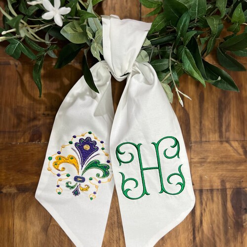 mardi gras sash for wreath