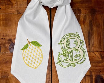 Lemon Wreath Sash with Vintage Vine Monogram