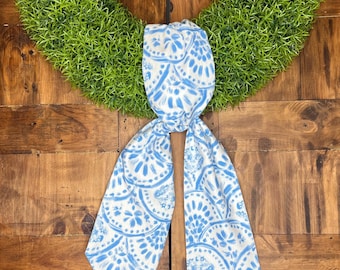 Blue and White Wreath Sash