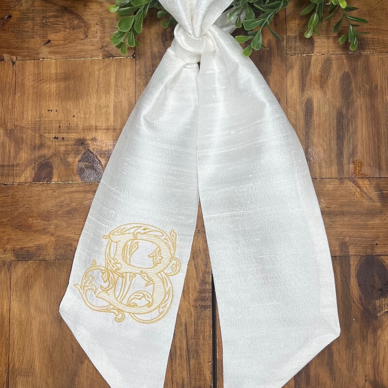 Vintage Ivory Cotton Pique Sash with Trim  main image 0