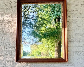 Antique Late Victorian Wood and Gilt Framed Wall Mirror - 1/4 inch Heavy Plate Glass Beveled