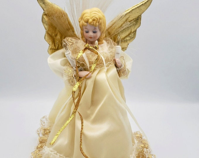 Vintage Lighted Angel Tree Topper Etsy