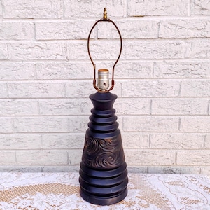 Vintage Table Lamp Black Ceramic Lamp Base