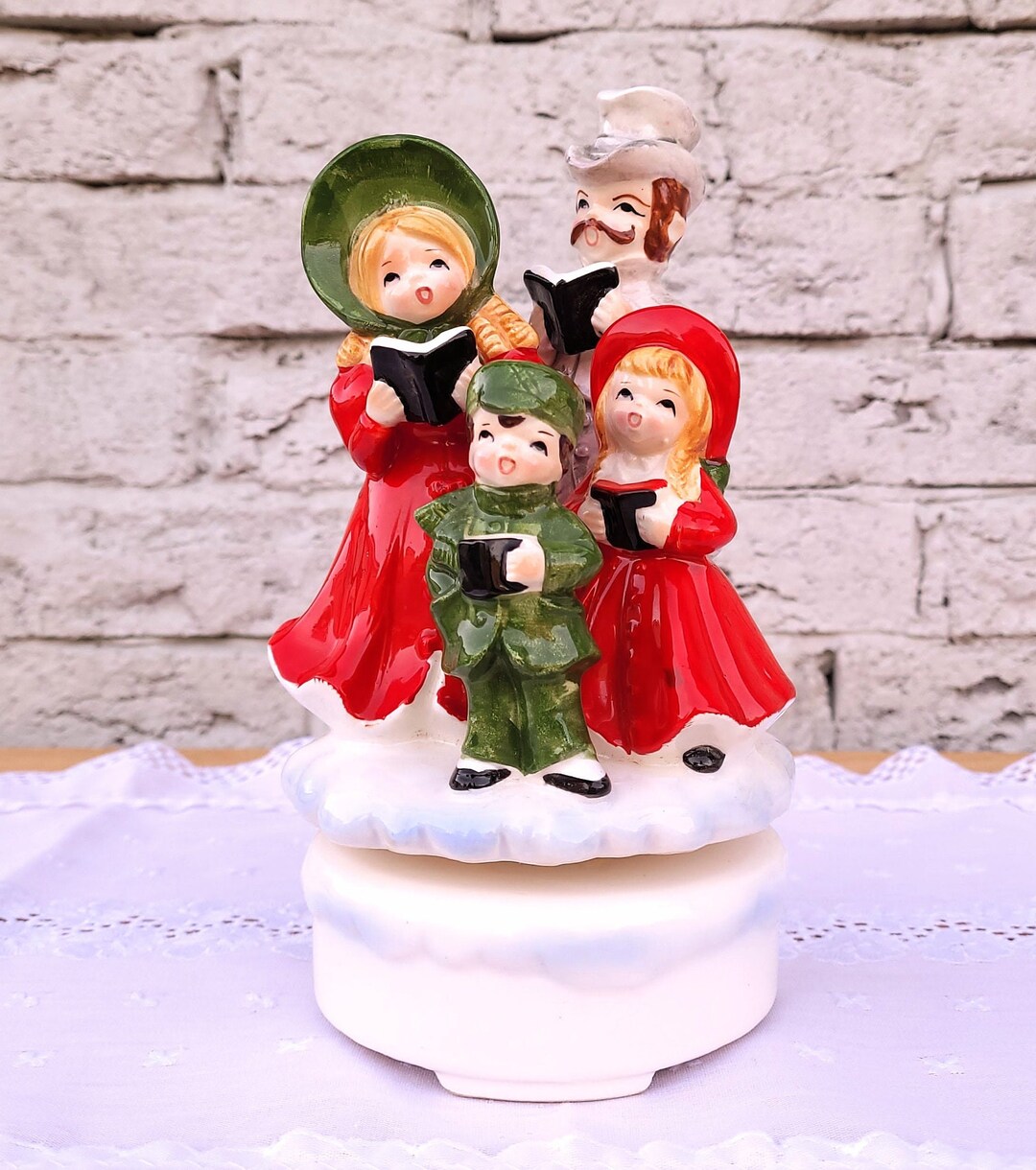 Vintage Lefton Japan Christmas Carolers Music Box Etsy