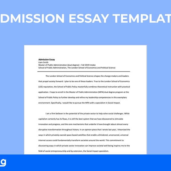 Professional Admission Essay | Letter of Intent template | Statement of Purpose