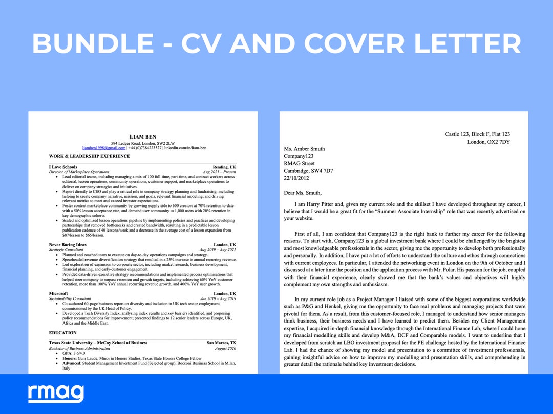 Bundle - Professional Resume Template and Cover Letter | BONUS: Free CV ...