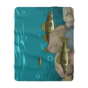 Walleye Fishing Sherpa Fleece Blanket