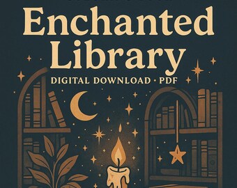 55 Enchanted Library Coloring Pages | Magical Bookshelf Printable | Cozy Vintage Library Art | Adult Coloring PDF