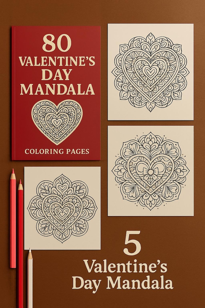 80 Valentine’s Day Mandala Coloring Pages PDF – Romantic Mandalas for ...
