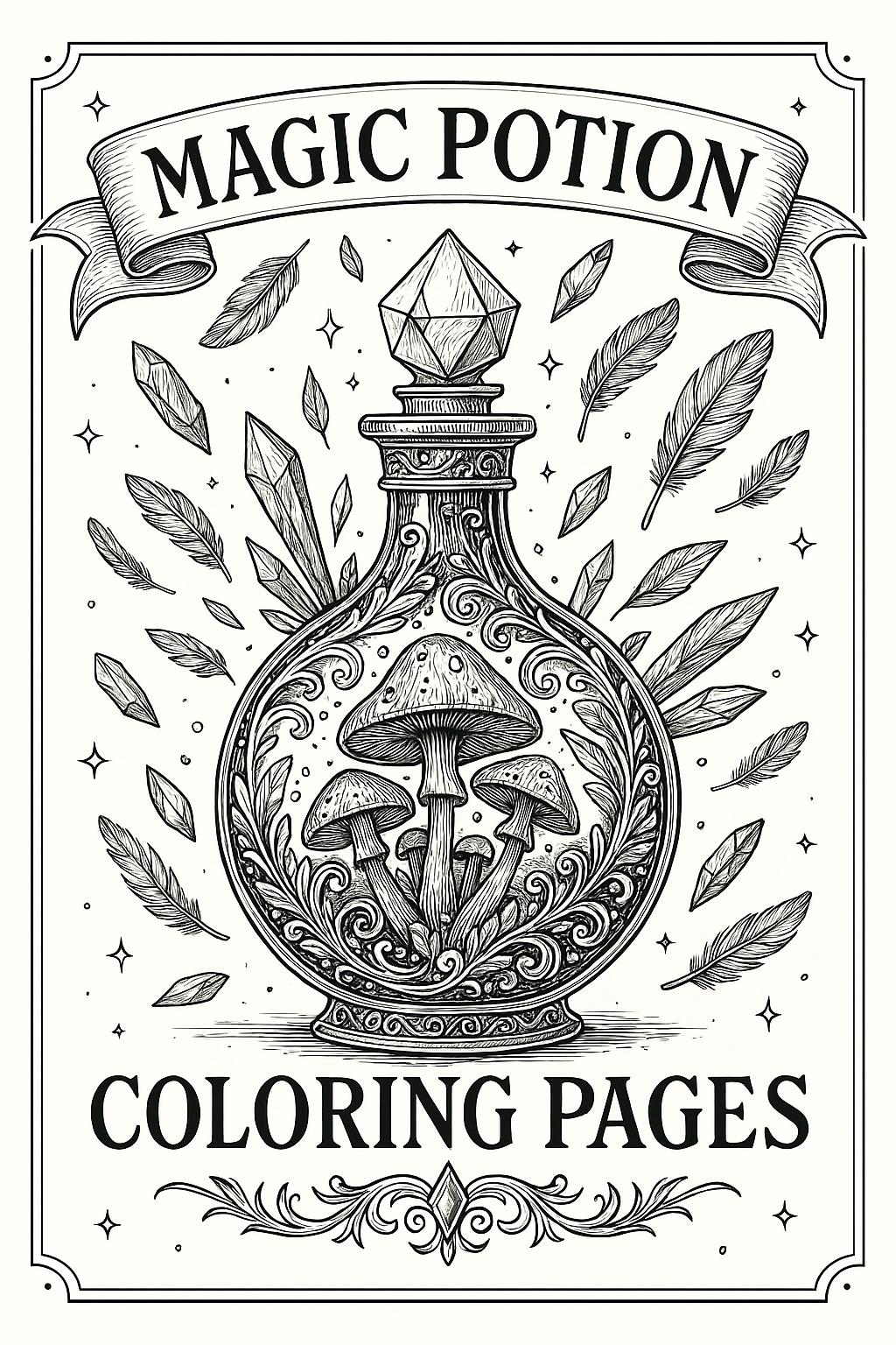 Magic Potion Coloring Pages – 60 Whimsical Bottles, Mystical Elixirs ...