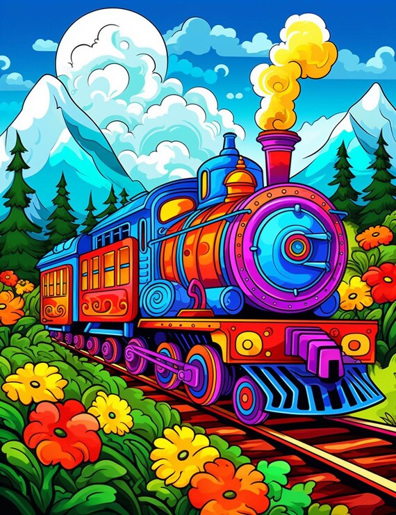 210 Cute Train Coloring Pages for Kids and Adults: Adorable, Fun
