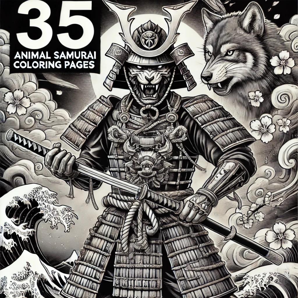 ★SAMURAIプロフィール必見★ BORN IN ROMA ★ 35 Animal Samurai Coloring Pages: Fierce Samurai Warriors With