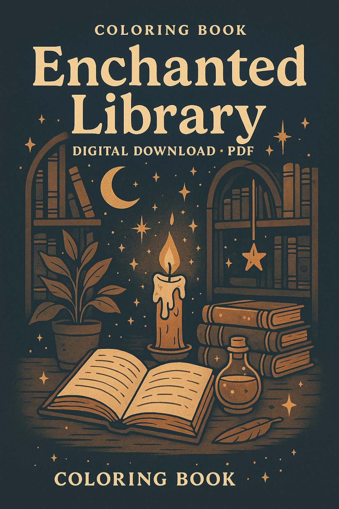 55 Enchanted Library Coloring Pages | Magical Bookshelf Printable ...