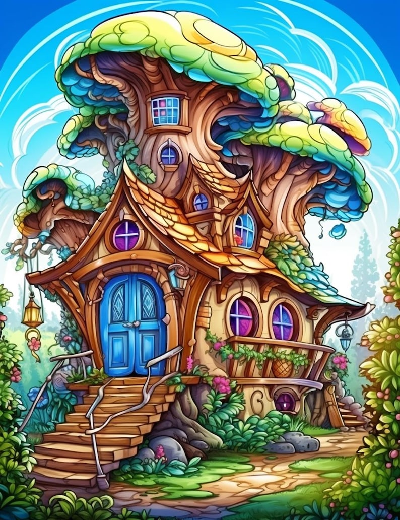 250 Fantasy Fairy Homes Coloring Pages – Magical Mushroom & Enchanted ...