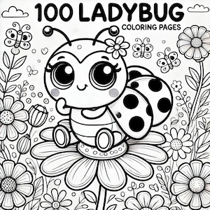 100 Ladybug Coloring Pages in PDF Format for Kids – Fun, Creative, and Cute Ladybug Designs to Print, Color, and Enjoy at Home