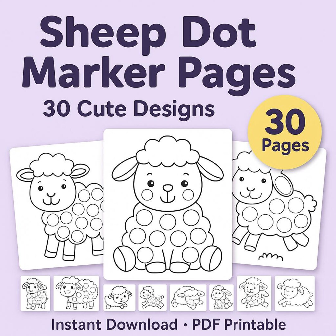 Sheep Dot Marker Pages | 30 Farm Animal Dabber Coloring Sheets for Kids ...