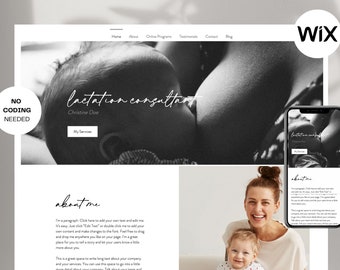 Wix Website Template for Lactation Consultant, Doula, Midwife, Childbirth Educator, Elegant Website Design with Online Course Shop and Blog