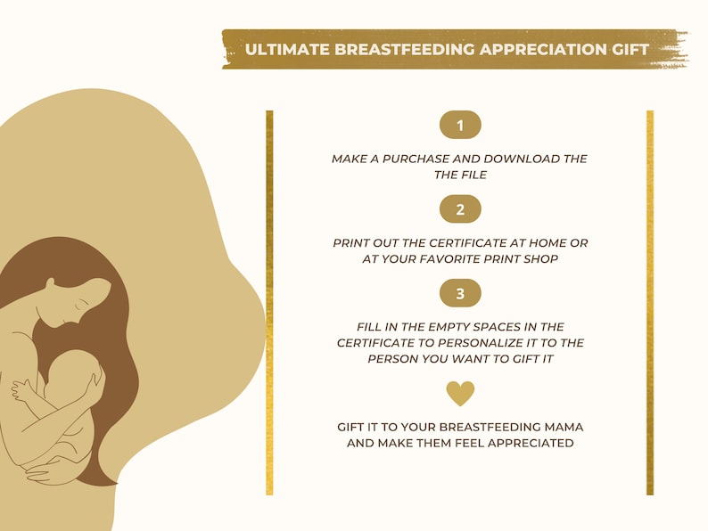 Breastfeeding Appreciation Certificate, Gift for a Breastfeeding Mom
