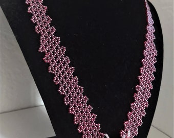 2- Handmade Pink Flower Glass Seed Pearl Chunky Beaded Choker Necklace Statement Party Anniversary Wedding Mother's Day Gift