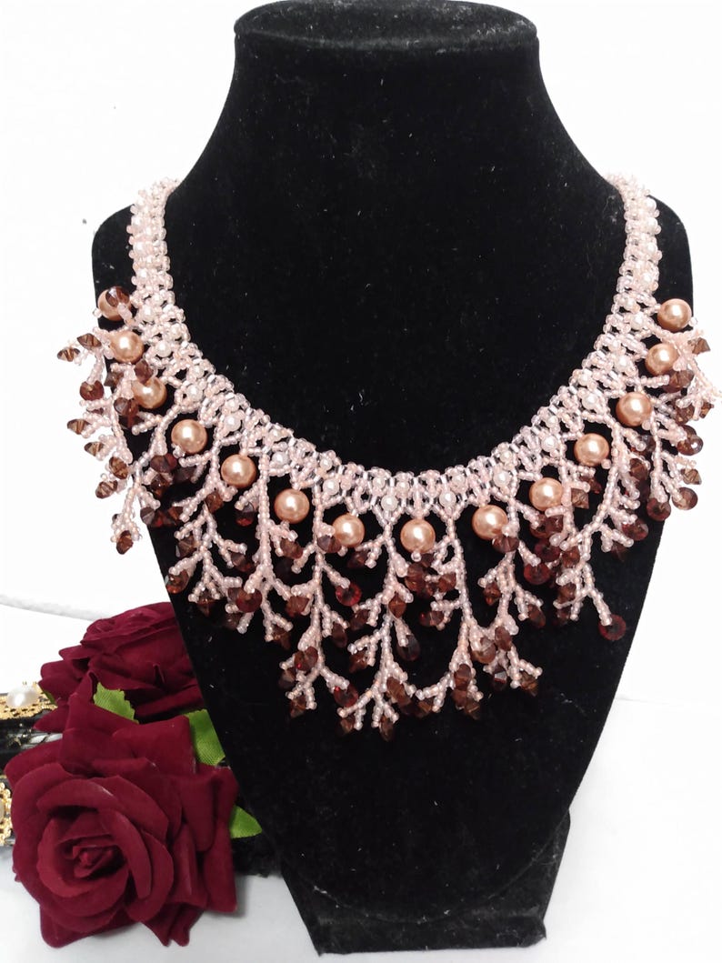 Faux Pearl Necklace & Clip-On Earrings Set - Goldstone Bib Choker, 41cm, No Piercing Needed