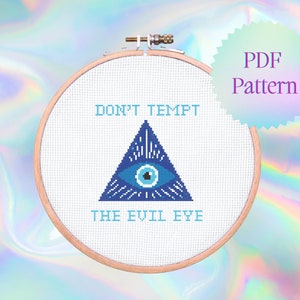 Evil Eye Cross Stitch Pattern | Instant Download | Modern Cross Stitch | Halloween Cross Stitch | Spooky Cross Stitch