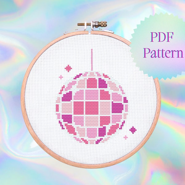 Disco Ball Cross Stitch Pattern | Instant Download | Modern Cross Stitch | Cute Cross Stitch | 70s Cross Stitch