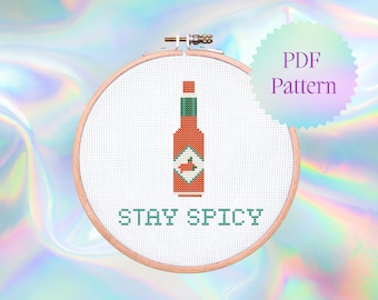Patrón de punto de cruz de salsa picante: Diseño moderno y original (patrón PDF)