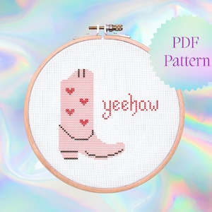 Yee Haw Cross Stitch Pattern | Instant Download | Cowboy Boot Cross Stitch | Cute Cross Stitch | Western Cross Stitch