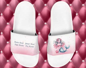 Sandalias de PU para sirenas, personalizadas con texto individual