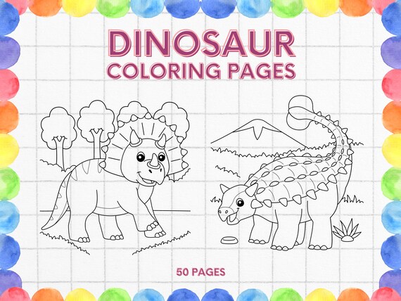 50 Printable Dinosaur Coloring Pages for Kids Boys Girls - Etsy