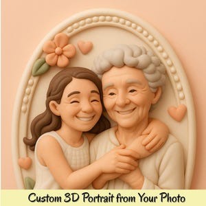 Bambola ricordo personalizzata per la FESTA DELLA MAMMA, ritratto digitale in 3D, bambola in argilla, famiglia, illustrazione personalizzata di mamma e me da foto, regalo di compleanno per la mamma.